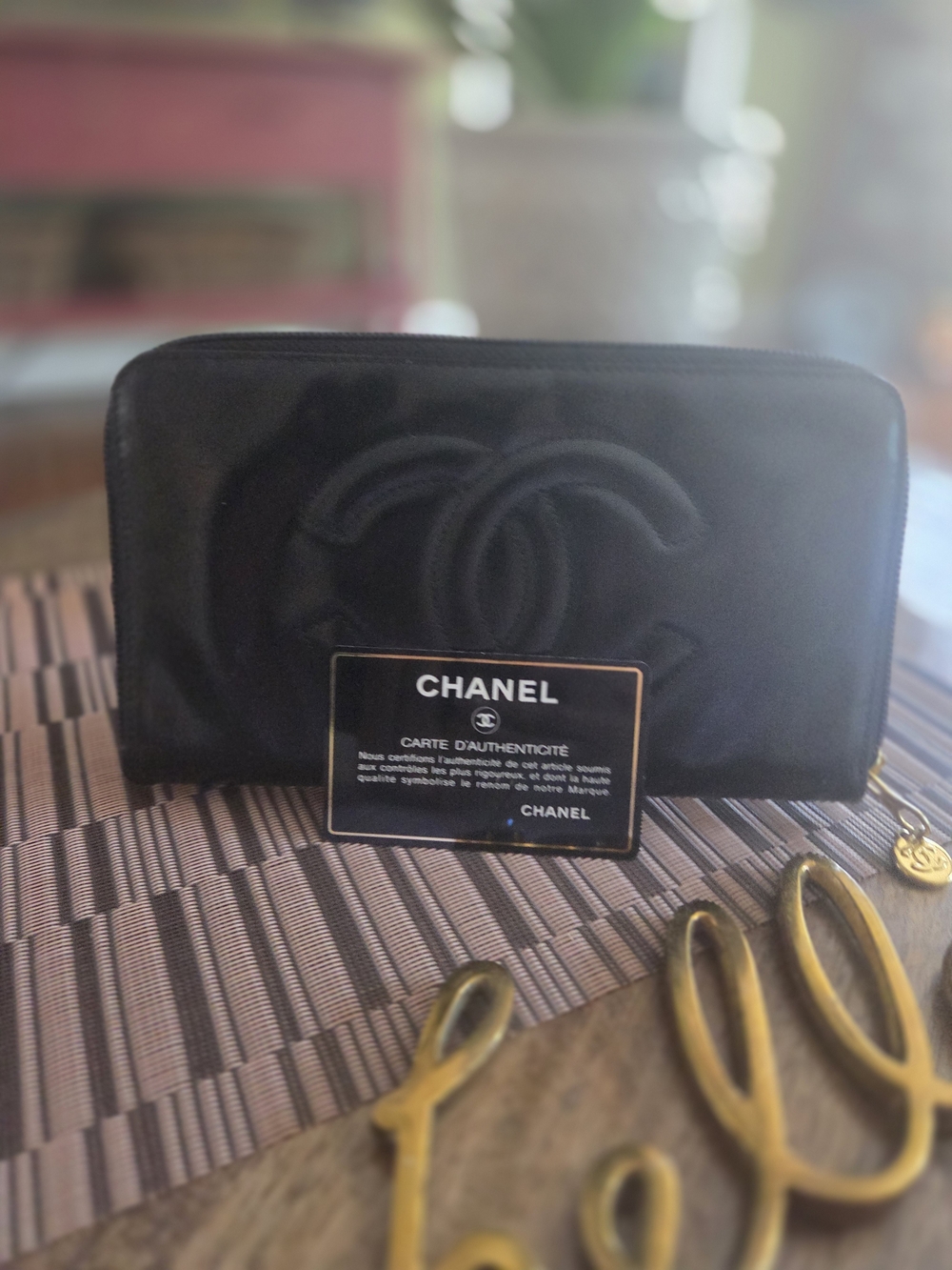 Chanel Black Quilted Leather Zip Wallet - CHANEL